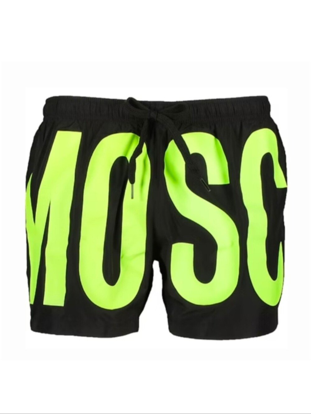 MOSCHINO SWIM Black Green Neon Logo Swim Short US Medium